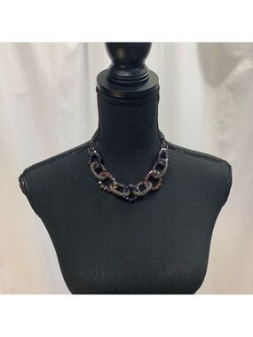 NYGARD Purple pink dark chrome beaded link necklace